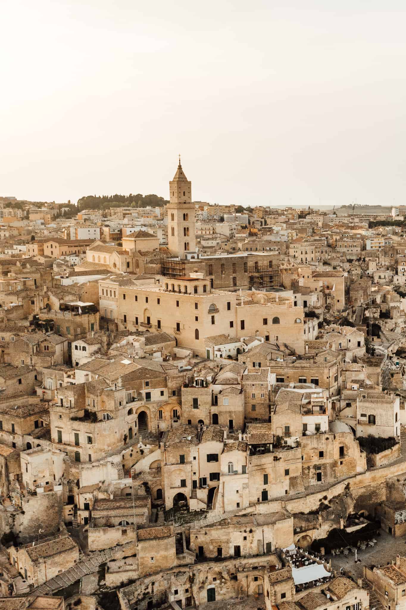 Drone view of Matera, Italy