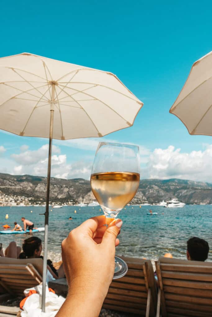 Glass of rosé wine at Paloma Beach