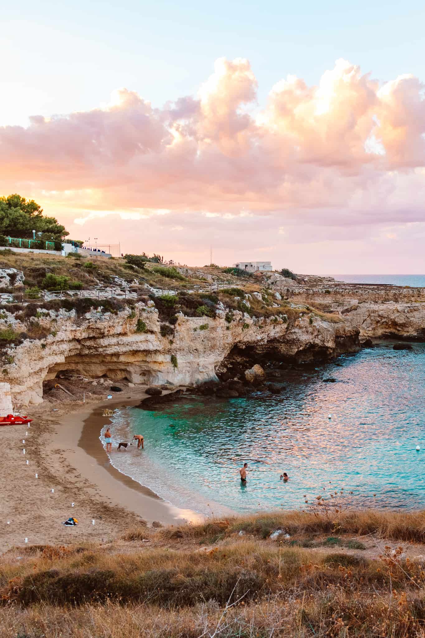 Sunset at Cala Corvino in Monopoli