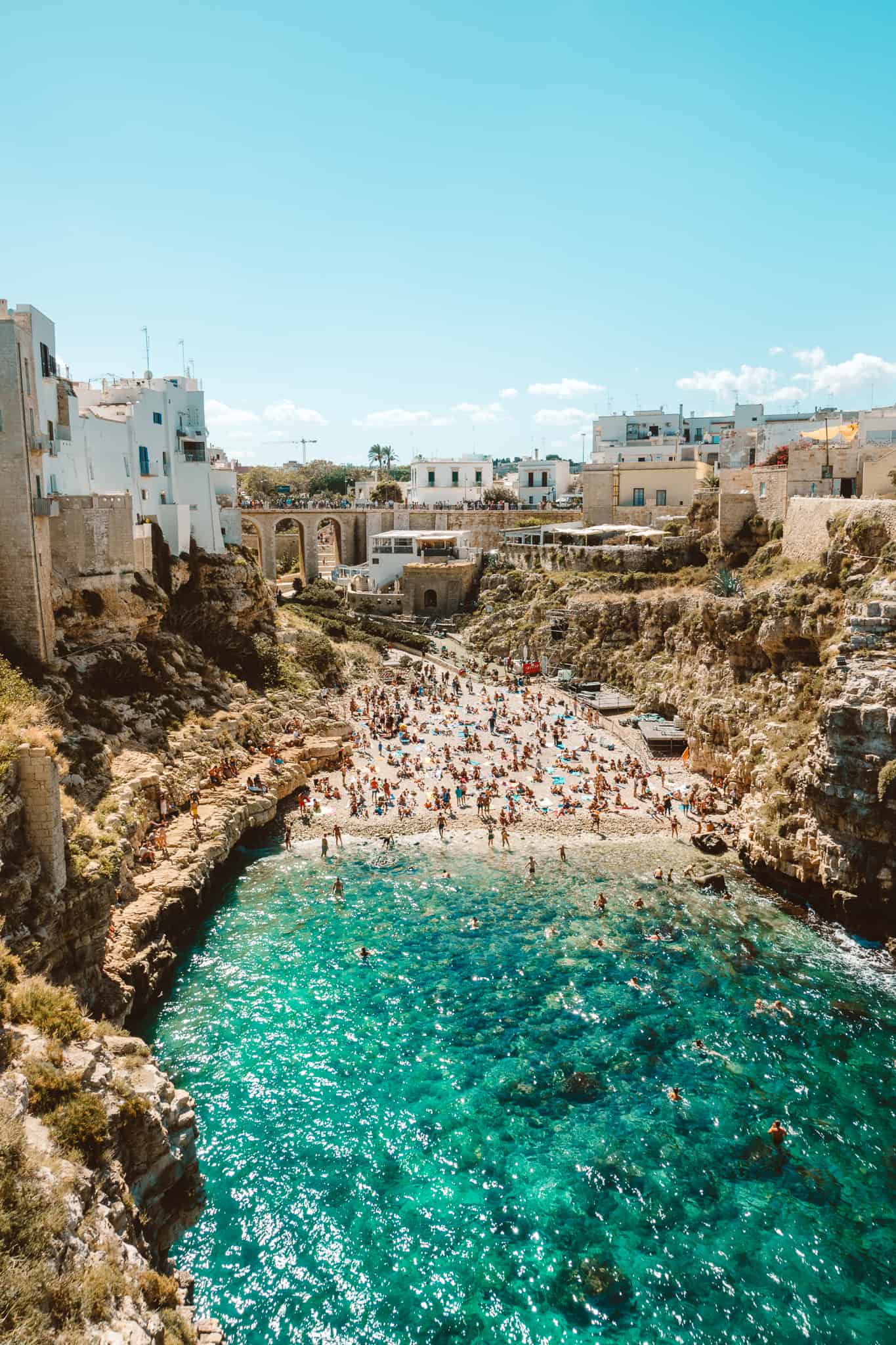 Cala Monachile beach in Polignano a Mare