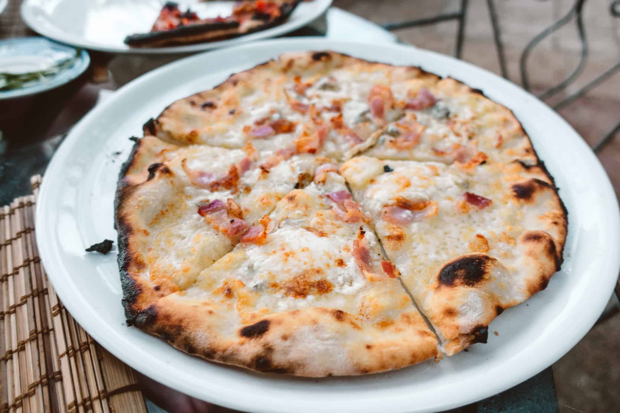 Four cheese pizza with guanciale