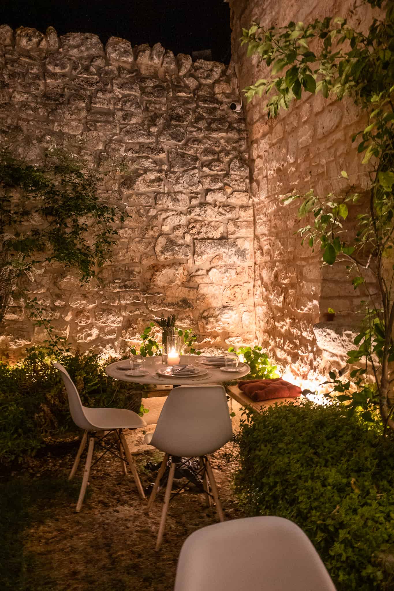 Dinner table at the Restaurant at Masseria San Paolo Grande
