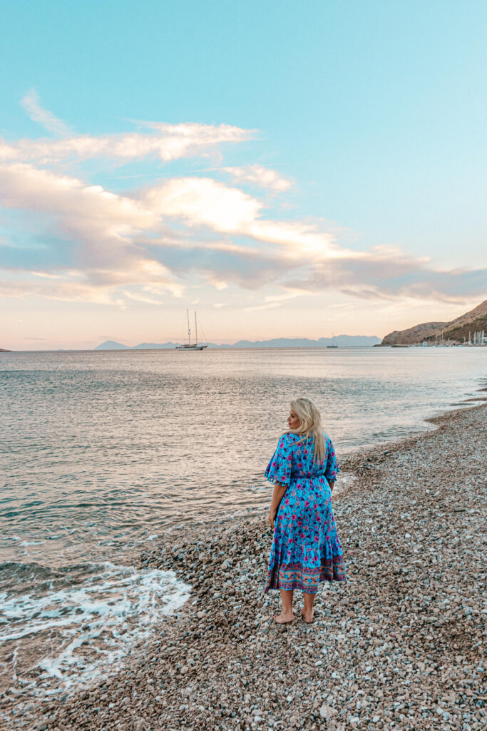 Sunset view from the beach in Datca, Turkey