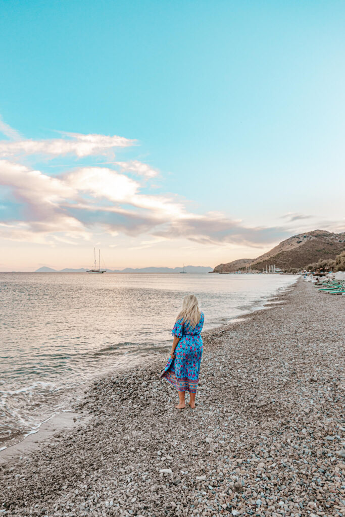 Sunset view from the beach in Datca, Turkey