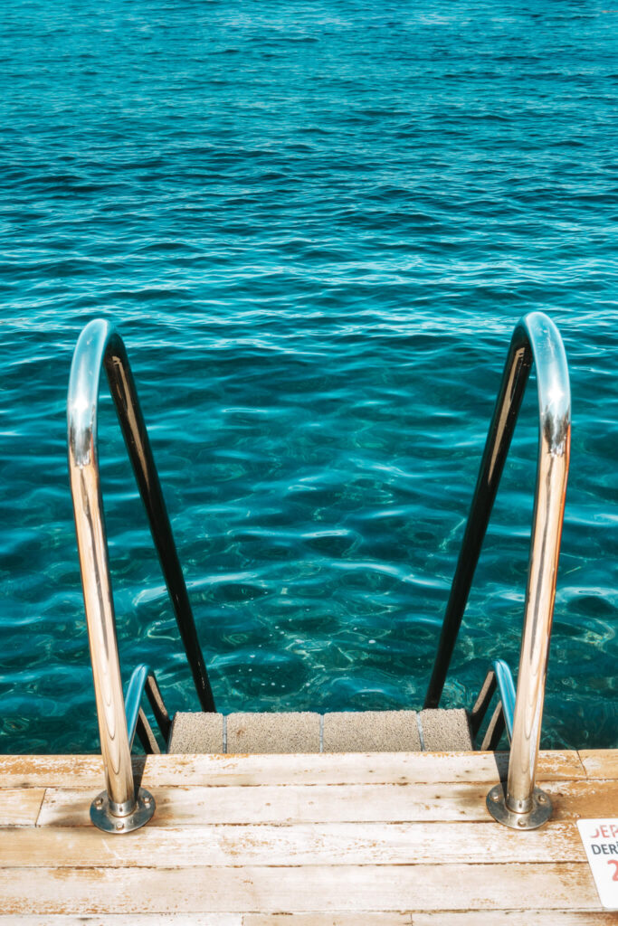 Steps down to the Aegean Sea in Bodrum