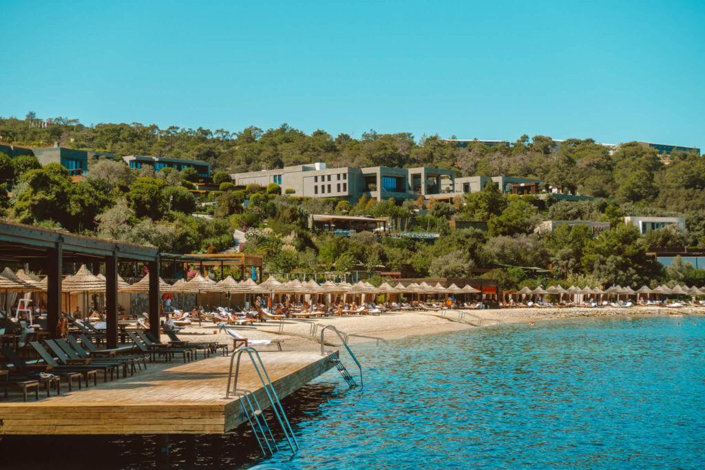 View of the beach club at Mandarin Oriental Bodrum