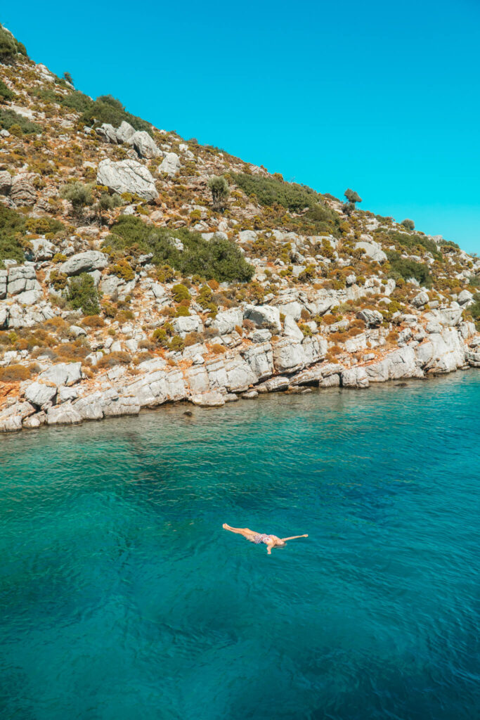 Swimming by an Island off Bozburun, Turkey