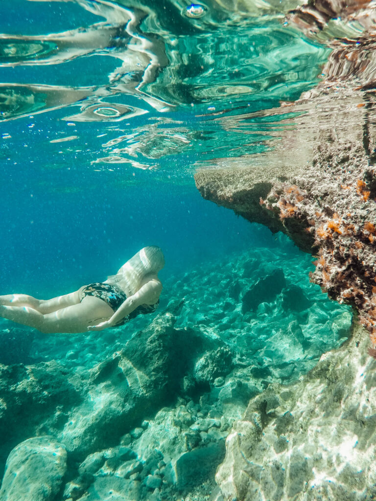 Swimming underwater off Bozburun, Turkey
