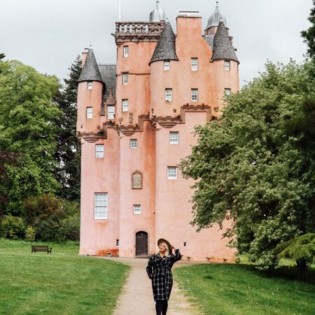 Posing in front of pink Craigiever Castle