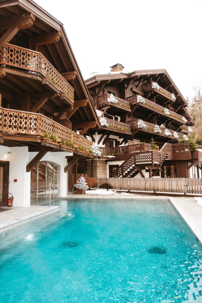Outdoor pool at the spa of Les Chalets du Mont d’Arbois