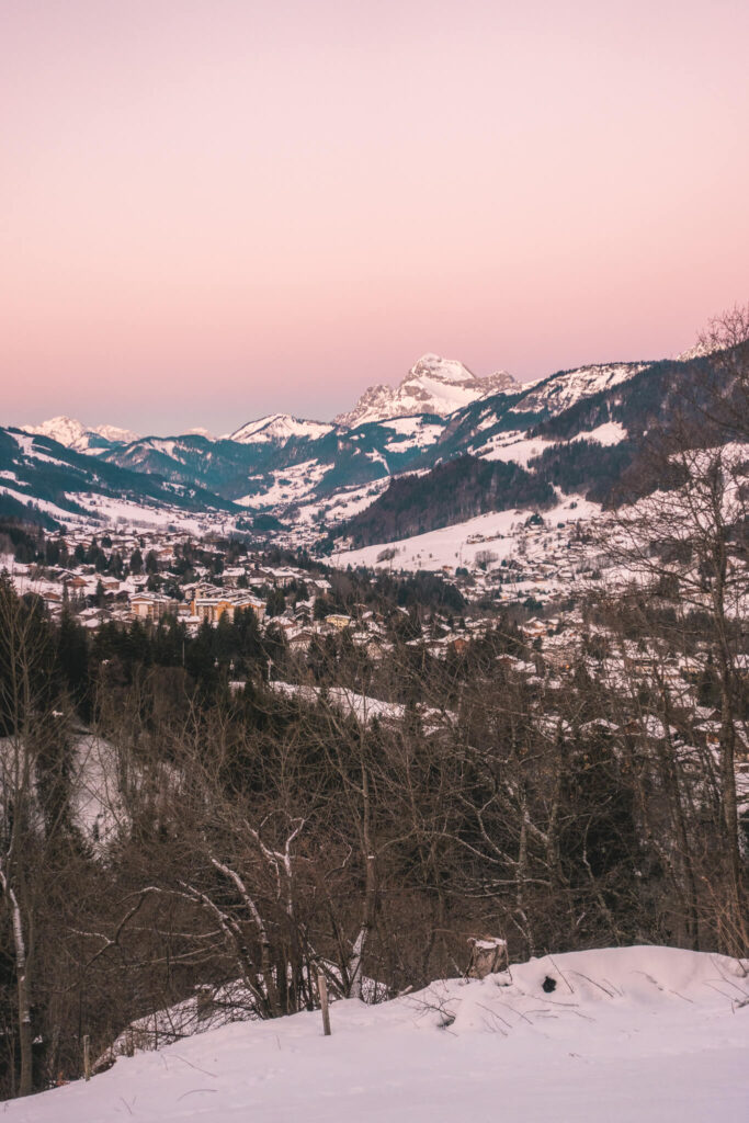 View of sunset over the French Alps