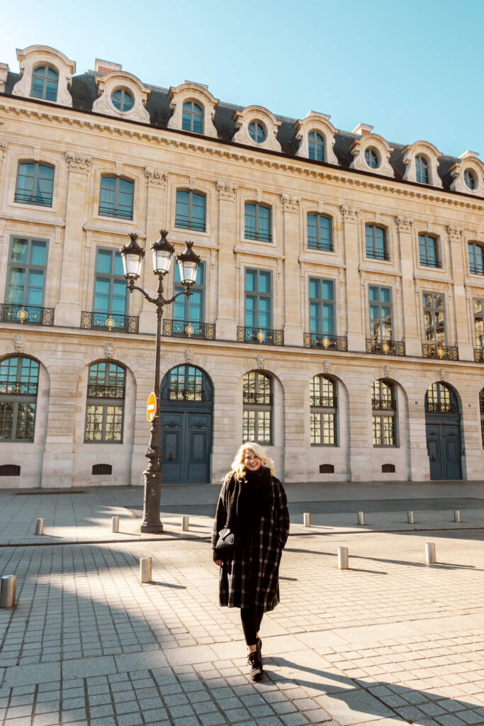 Standing in the Place Vendôme in the 1st arrondissement in Paris