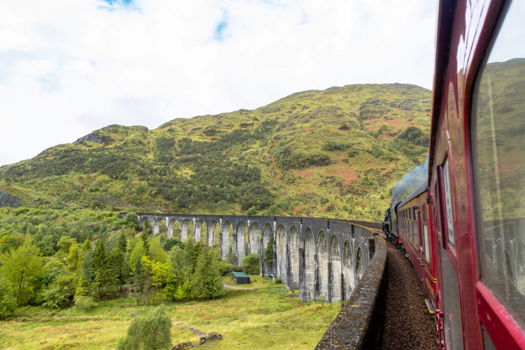 The Jacobite Train crossing the Glenfinnan Viaduct
