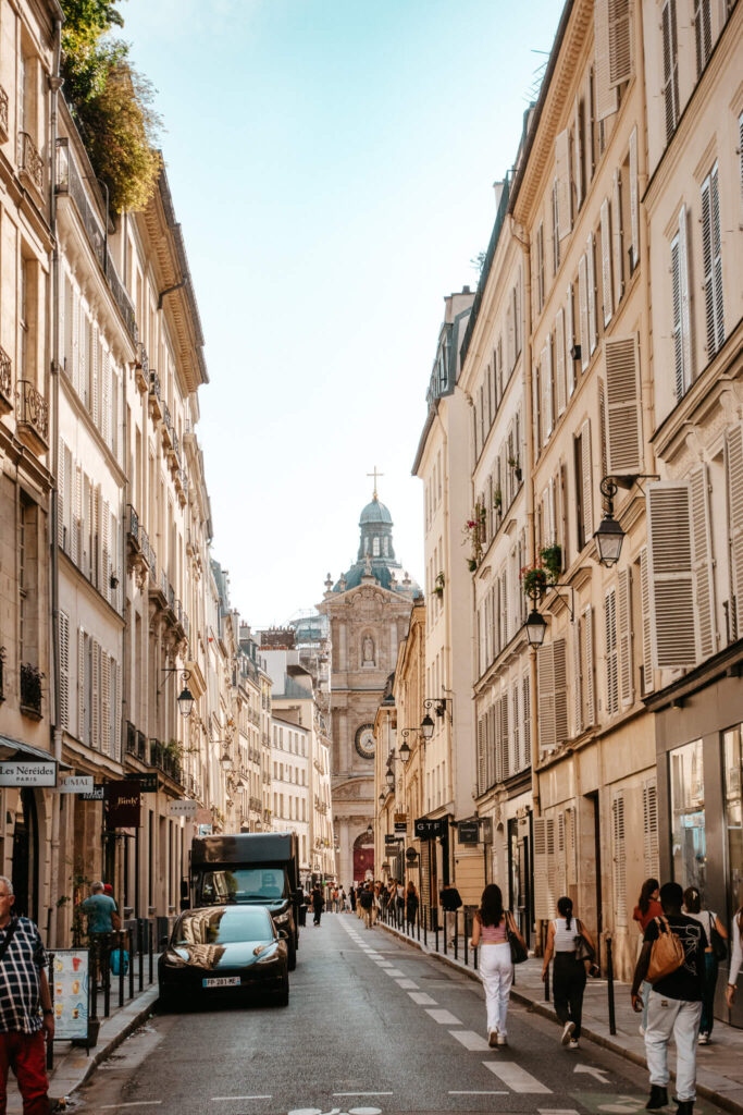 Charming street of Le Marais in Paris