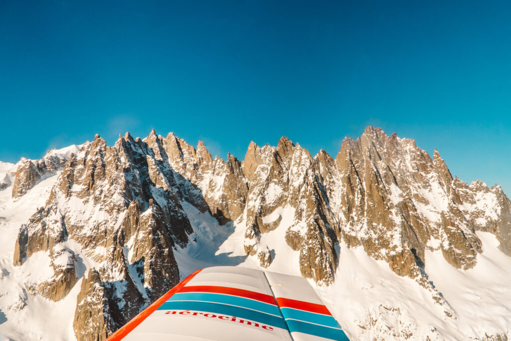 Aerial view of French Alps from the Aérocime airplane