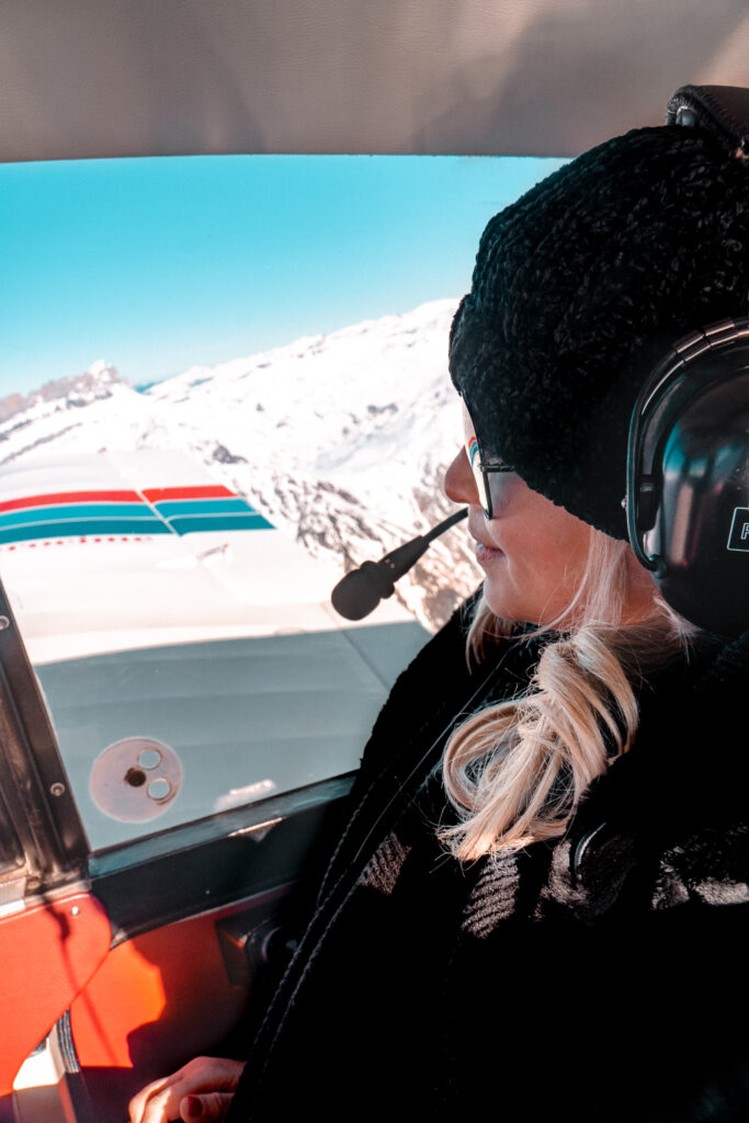 Taking in the views of the French Alps from the Aérocime airplane in Megeve, France