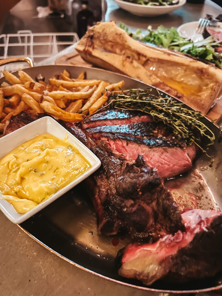 Steak and fries at Bonvivant restaurant