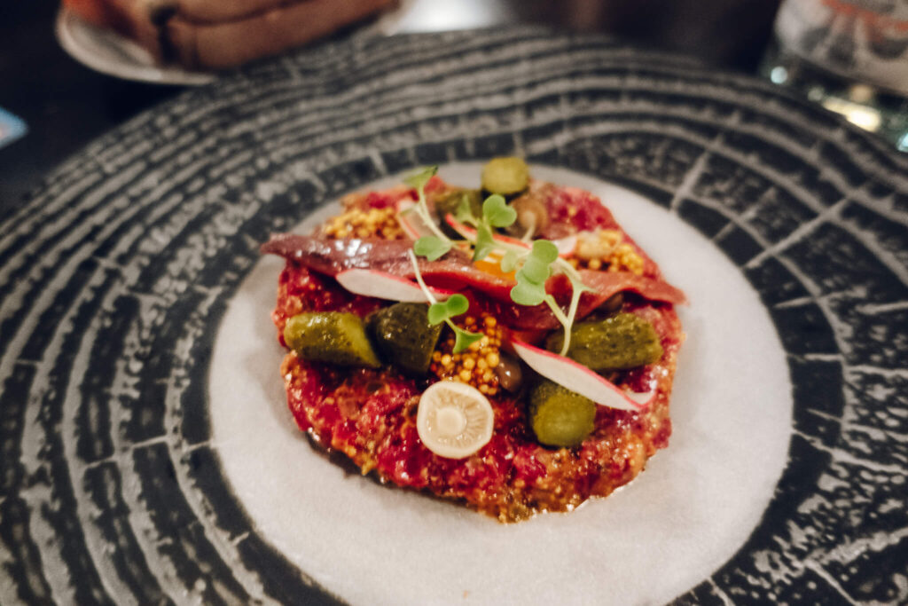 Beef Tartare at KOLLÁZS Brasserie Bar at Four Seasons Budapest