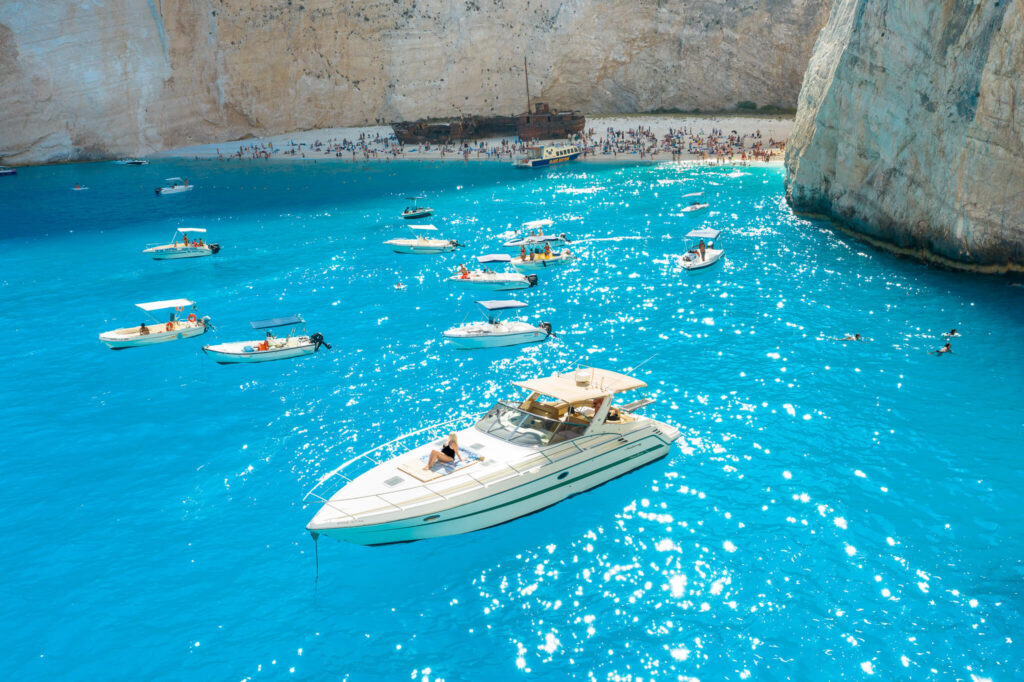 Aerial view of Navagio Shipwreck Beach in Zakynthos, Greece