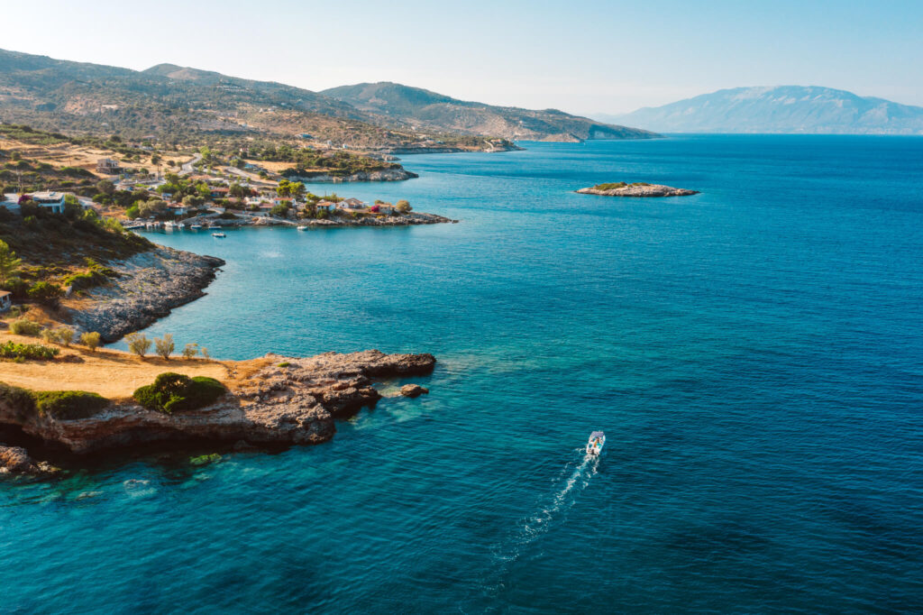 Aerial view of Zakynthos coastline