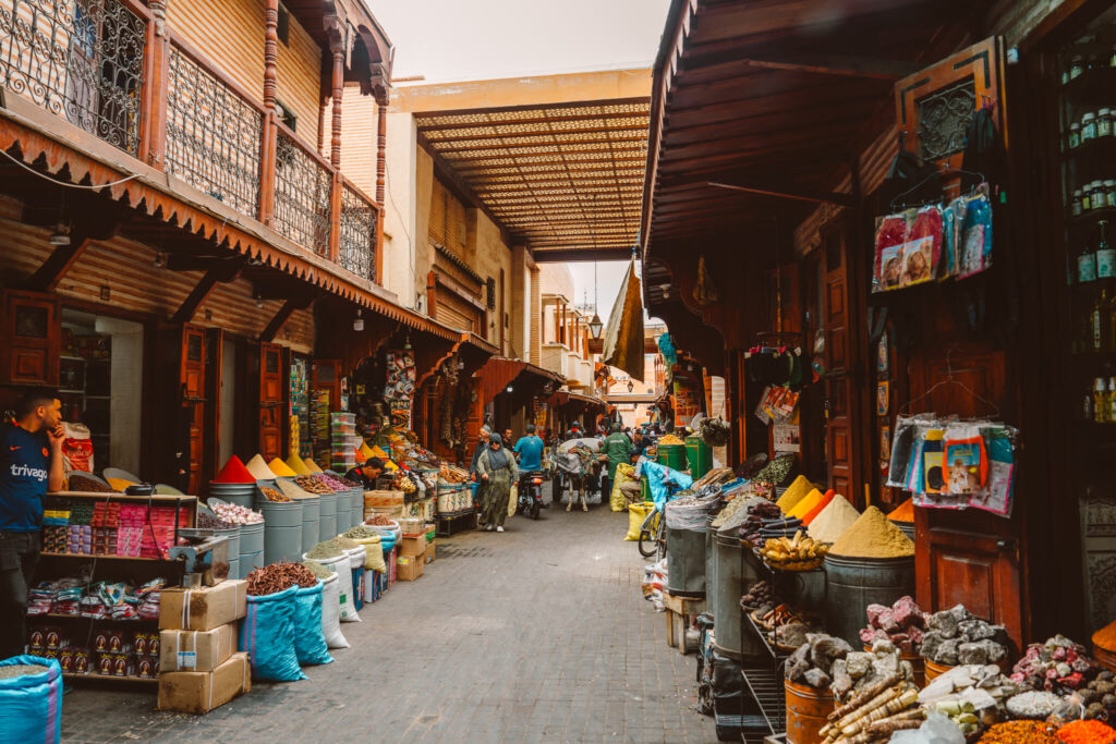 Spices at the souk in the Medina of Marrakech, Morocco