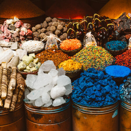 Spices at the souk in the Medina of Marrakech, Morocco