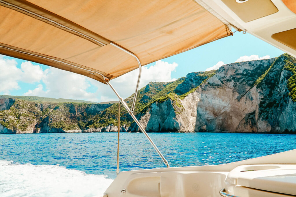 Zakynthos coastline seen from the boat trip