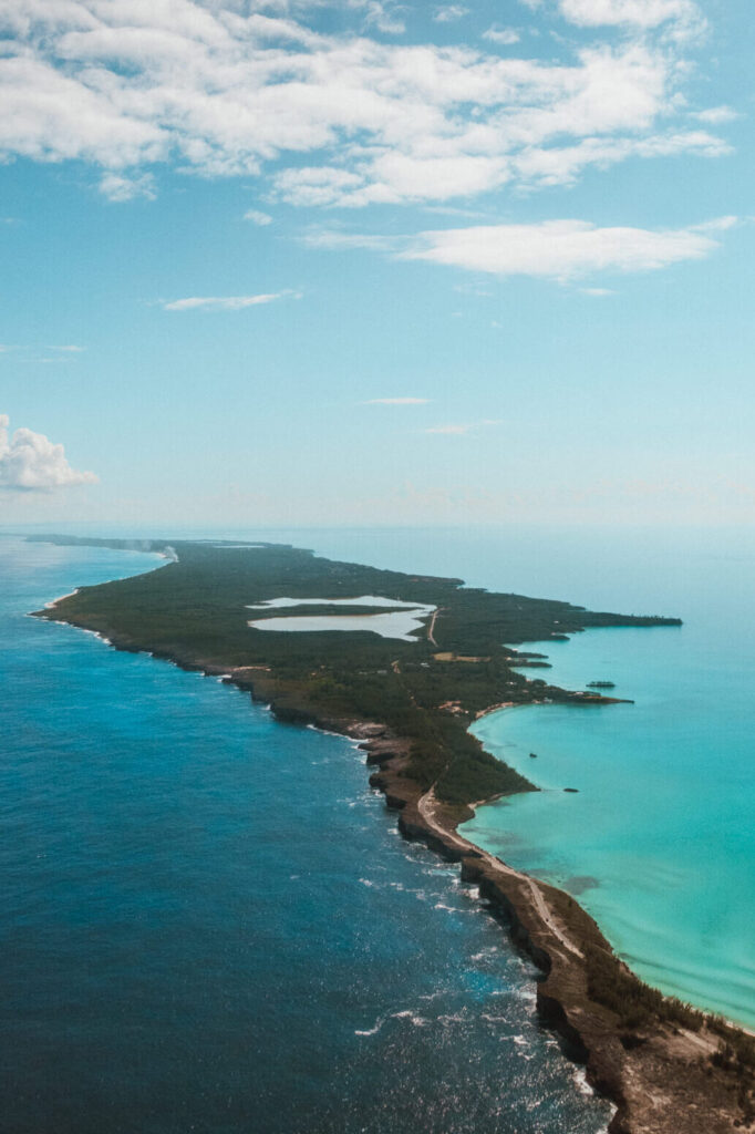 Aerial views of Man Island Bahamas