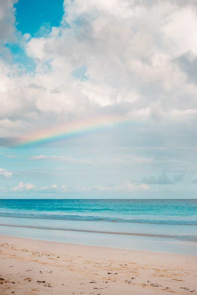 Rainbow over Pink Sands Beach on Harbour Island