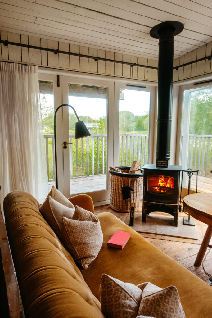 Fireplace in the studio cabin