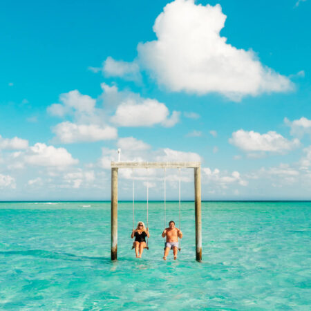 Sand bar swings in Harbour Island, Bahamas