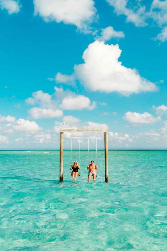 Sand bar swings in Harbour Island, Bahamas