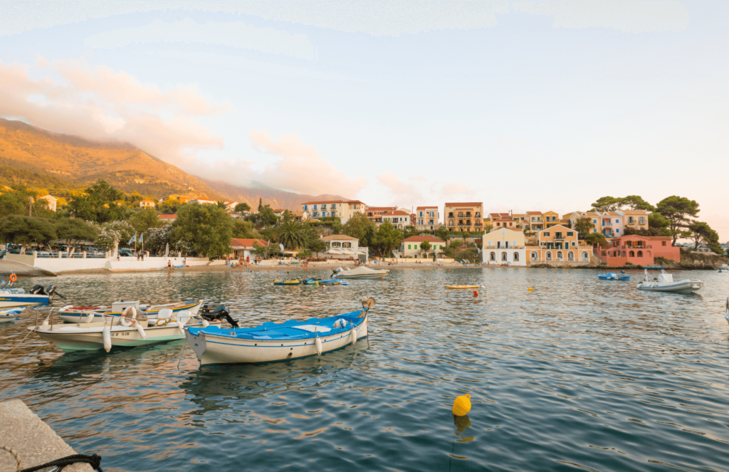 Sunset over the village of Assos, Kefalonia